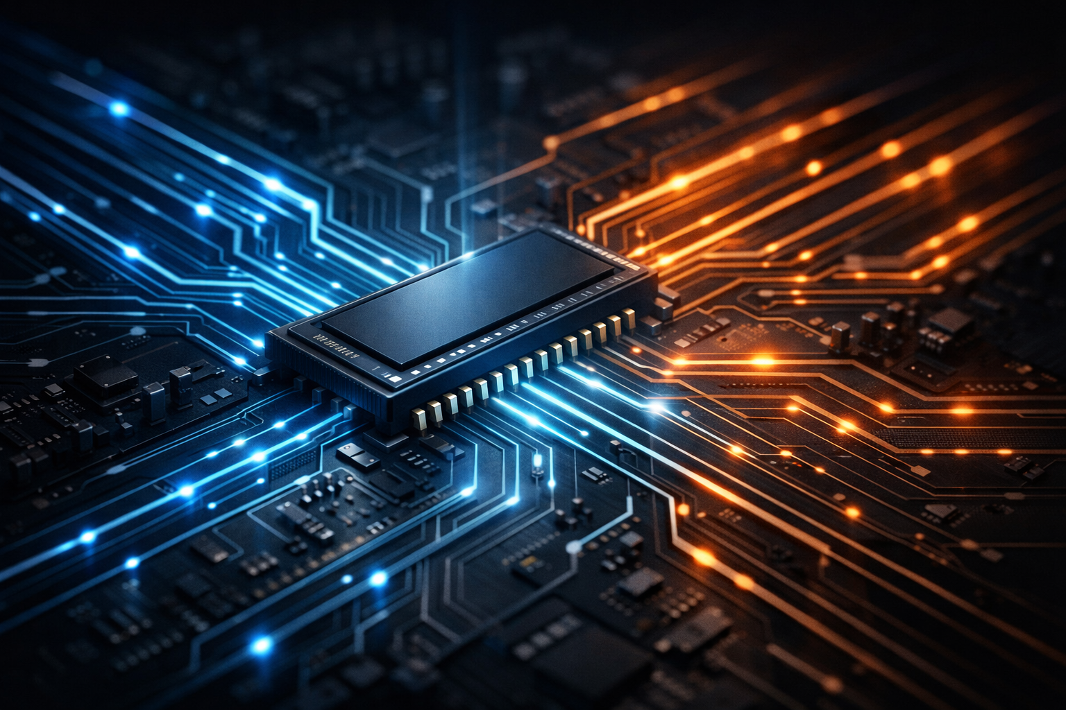 RAM chipset with fast and slow memory data flow paths