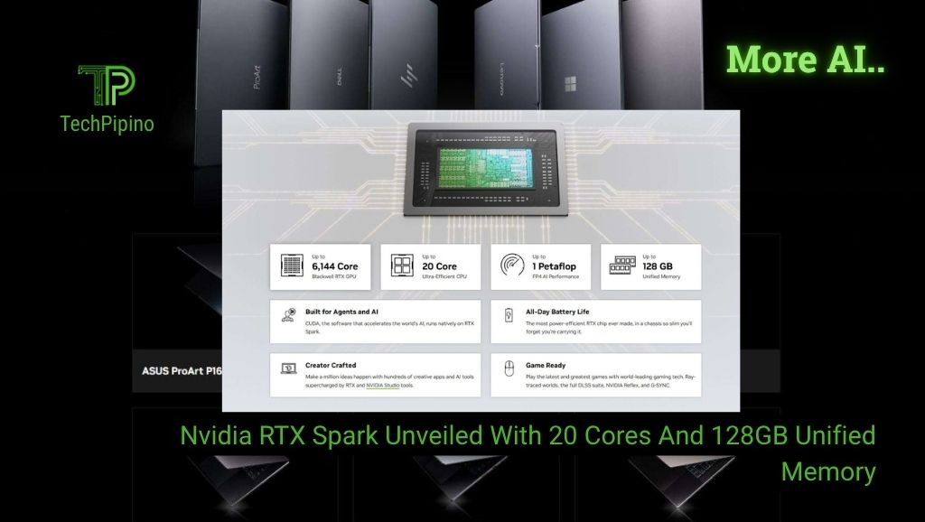Nvidia RTX Spark Unveiled With 20 Cores And 128GB Unified Memory