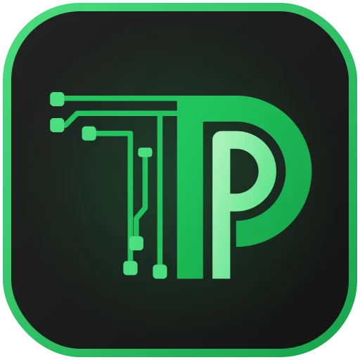 TechPipino logo: green circuit-trace T joined to a green P